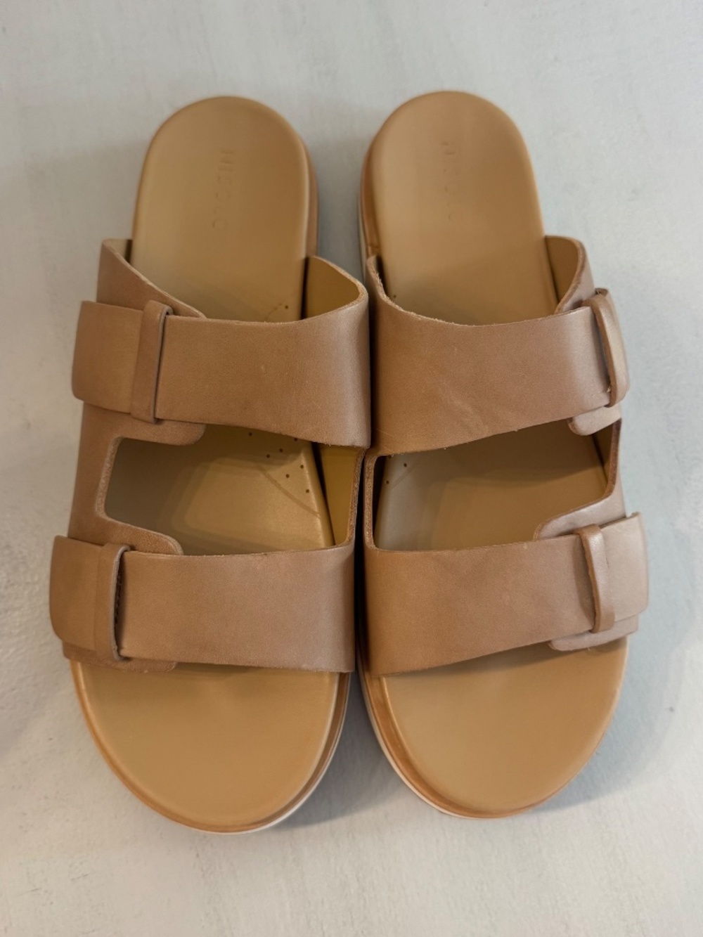 Nisolo Ella Go-To Flatform Slide Women's Almond Leather Sandals Sz 9 NIB - Picture 6 of 14